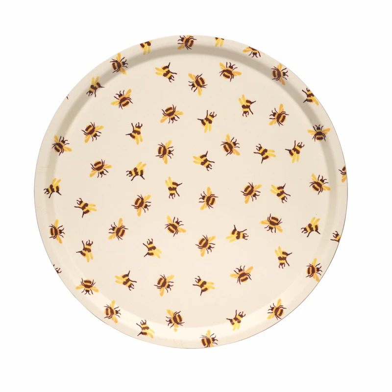 Bumblebee Print Round Birch Tray By Emma Bridgewater